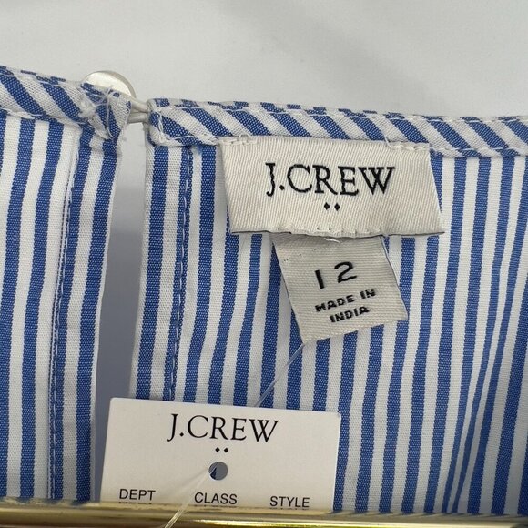 J.Crew Blue White Striped Sleeveless Tiered Midi Dress Women's Size 12 NWT - Picture 4 of 11